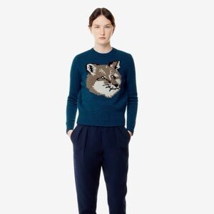 Maison Kitsune Classic Fox Head Pullover Sweater - Blue
